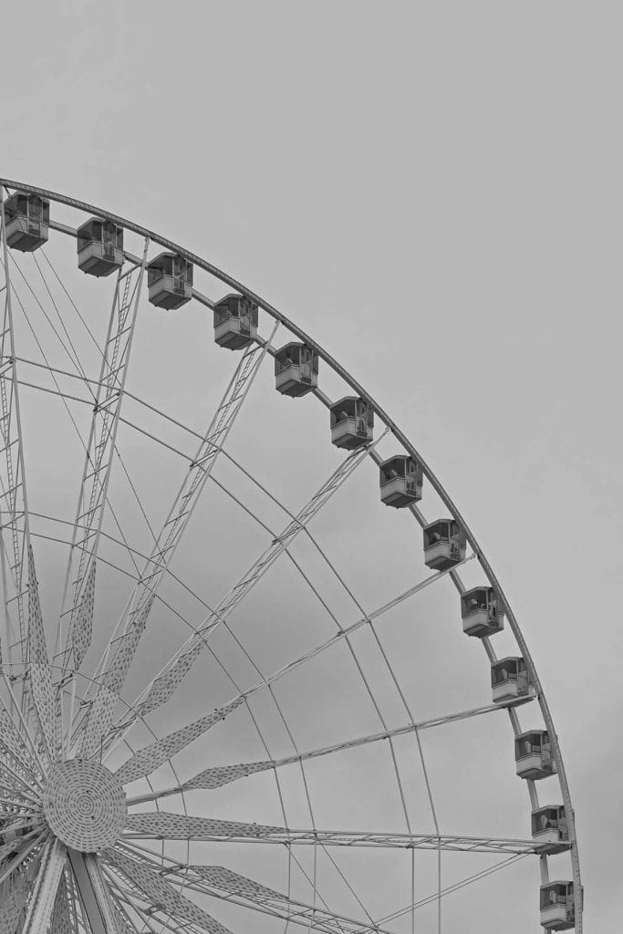 black and white ferris wheel