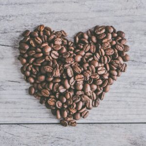 coffee beans in the shape of a heart