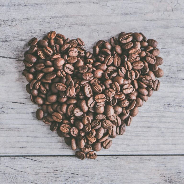 coffee beans in the shape of a heart