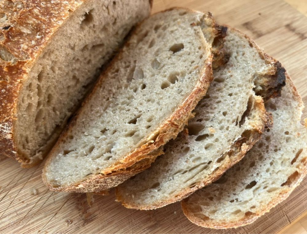 sourdough bread sliced on a table